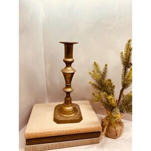 Vintage Solid Brass Candlestick 9.25" Square Base Taper Candle Stand Made India